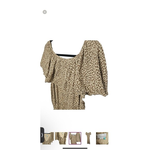 Anthropologie Bolano Dress Leopard Print Romantic Ruffle Shoulder Dress Size 22 - Picture 11 of 12